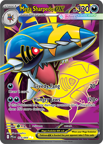 Pokémon – Mega Sharpedo ex – Ultra Rare – 113/094 – Phantasmal Flames – Raw