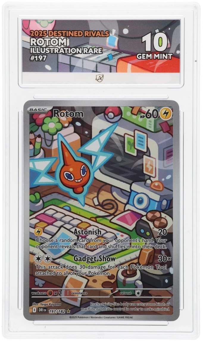 Pokémon Rotom Illustration Rare 197/182 – Destined Rivals – ACE 10 Graded Card