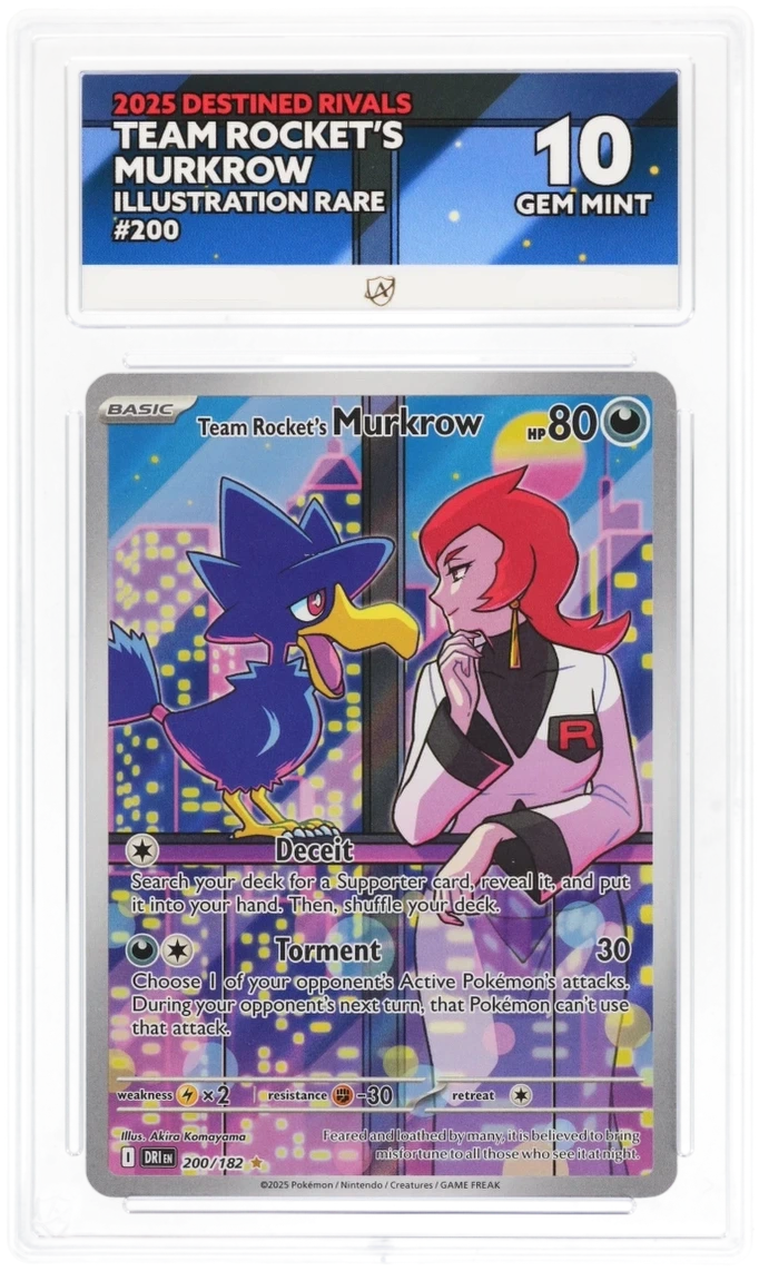 Pokémon Team Rocket's Murkrow Illustration Rare 200/182 – Destined Rivals – ACE 10 Graded Card