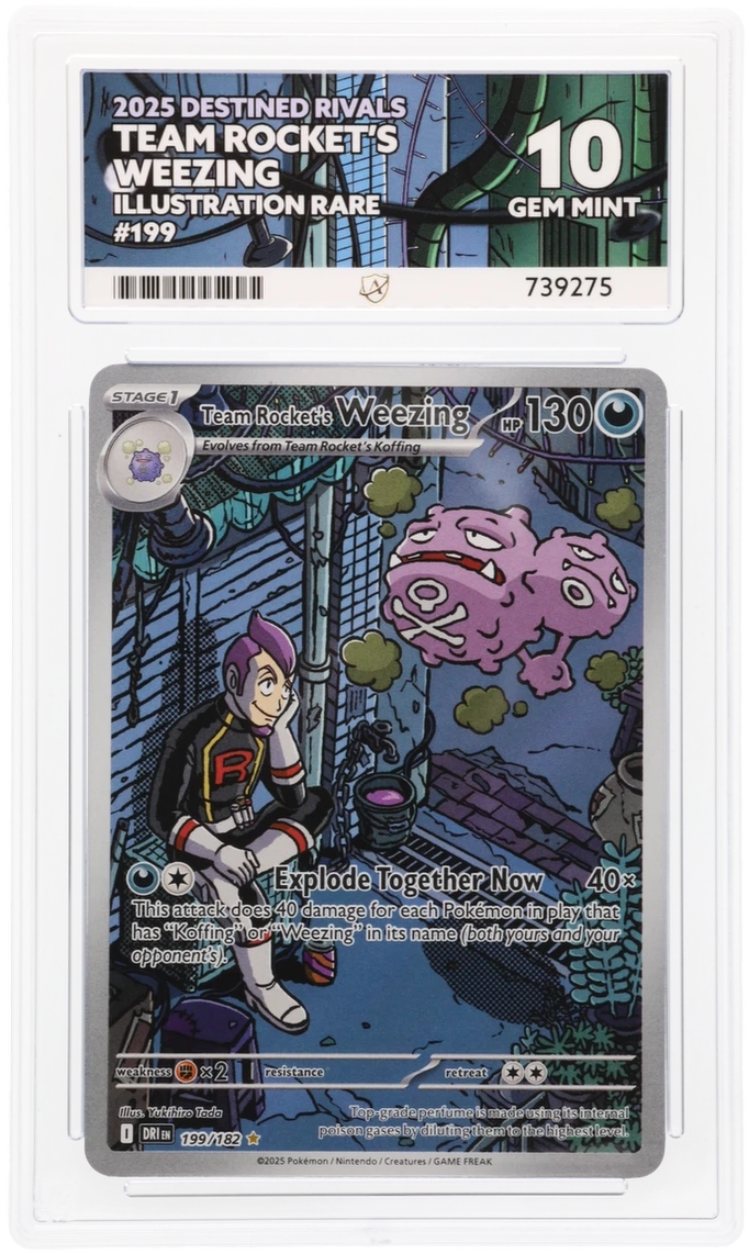Pokémon Team Rocket's Weezing Illustration Rare 199/182 – Destined Rivals – ACE 10 Graded Card