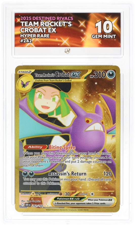Pokémon Team Rocket's Crobat ex Hyper Rare 242/182 – Destined Rivals – ACE 10 Graded Card