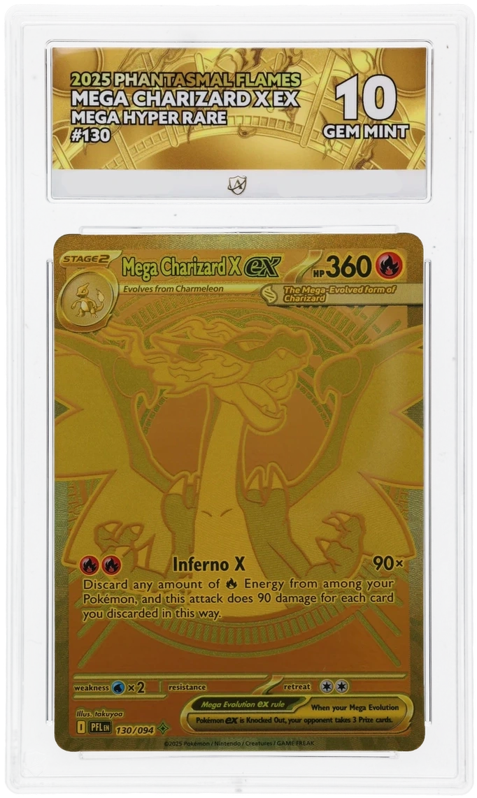 Pokémon – Mega Charizard X ex – Mega Hyper Rare – 130/094 – Phantasmal Flames – ACE 10