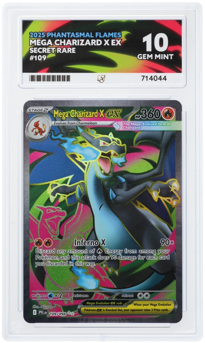 Pokémon – Mega Charizard X ex – Secret Rare – 109/094 – Phantasmal Flames – ACE 10