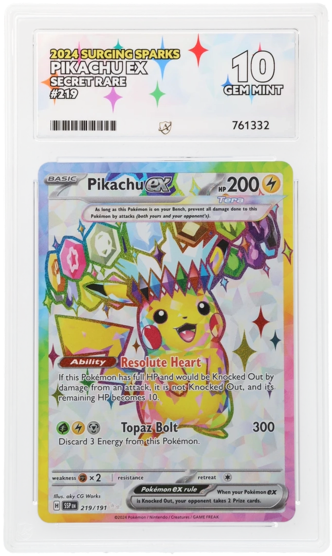 Pokémon – Pikachu ex – Secret Rare – 219/191 – Surging Sparks – ACE 10