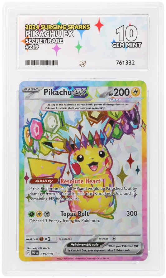 Pokémon – Pikachu ex – Secret Rare – 219/191 – Surging Sparks – ACE 10