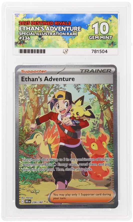 Pokémon Ethan's Adventure Special Illustration Rare 236/182 – Destined Rivals – ACE 10 Graded Card