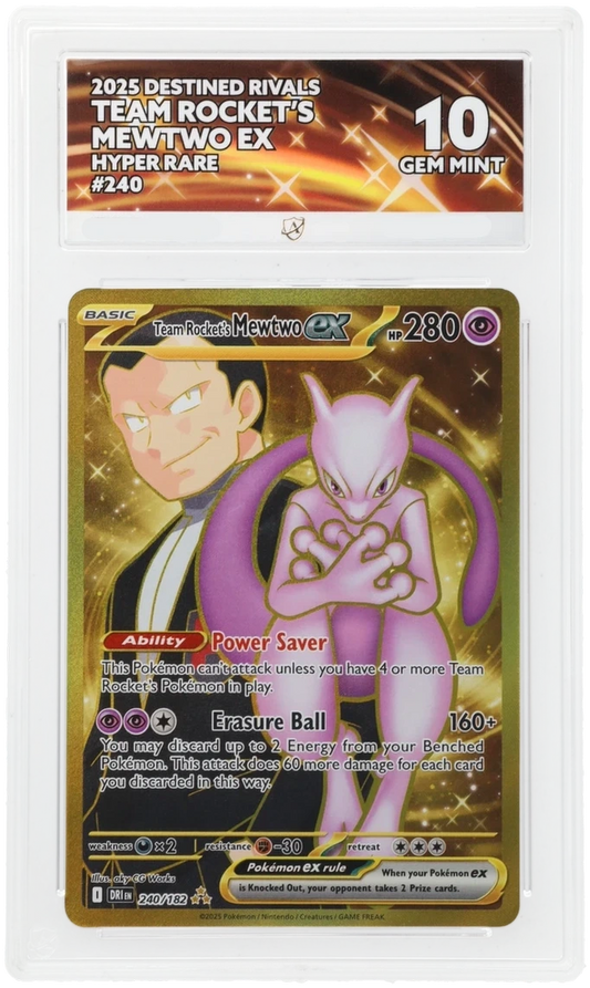Pokémon Team Rocket's Mewtwo ex Hyper Rare 240/182 – Destined Rivals – ACE 10 Graded Card