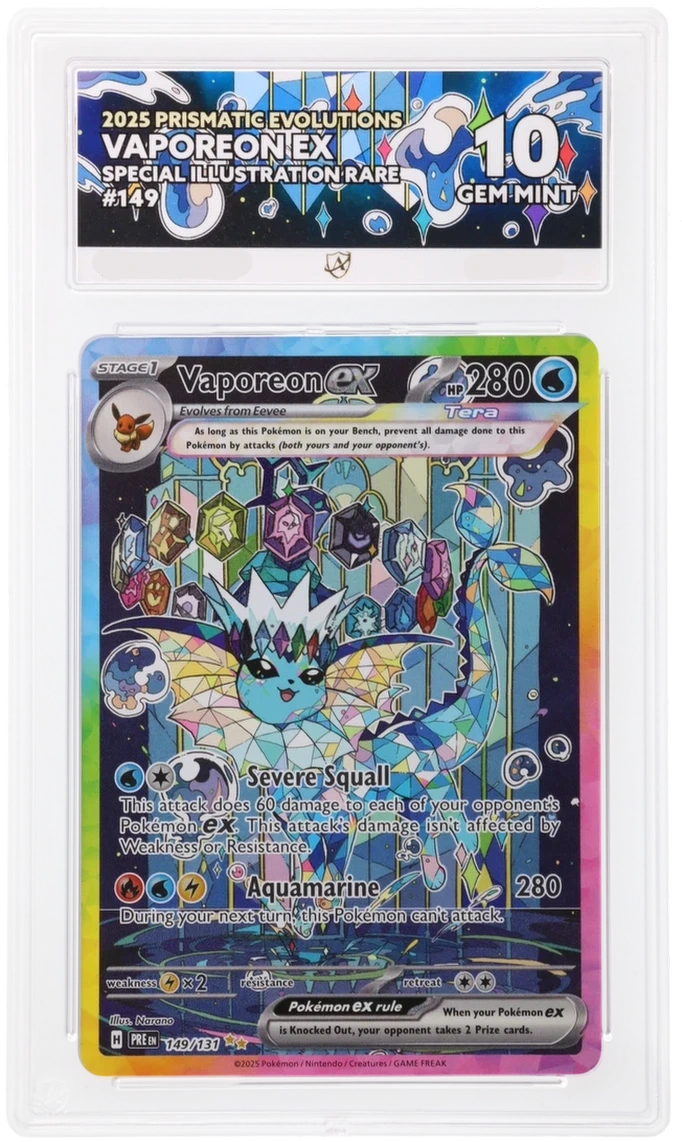 Pokémon Vaporeon ex Special Illustration Rare 149/131 – Prismatic Evolutions – ACE 10 Graded Card