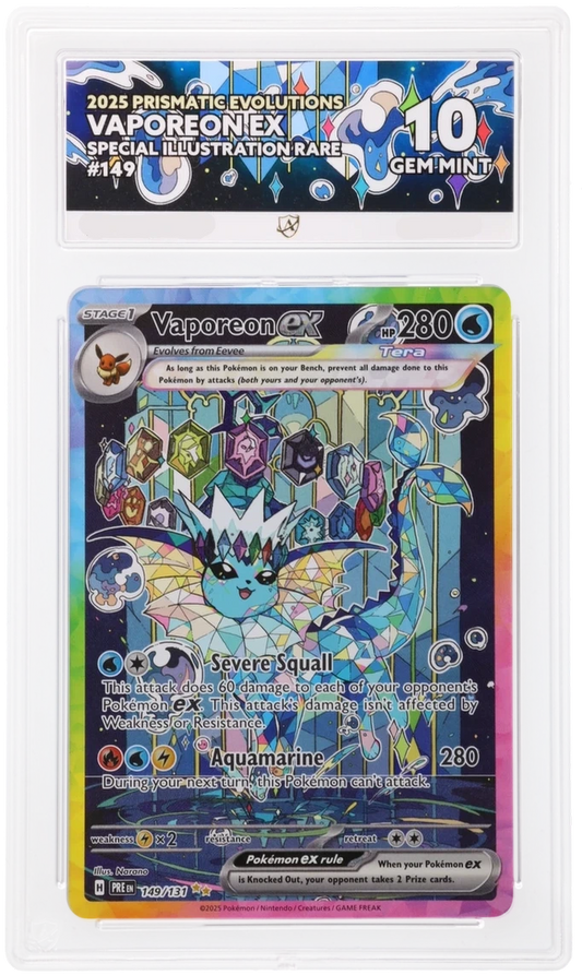 Pokémon Vaporeon ex Special Illustration Rare 149/131 – Prismatic Evolutions – ACE 10 Graded Card