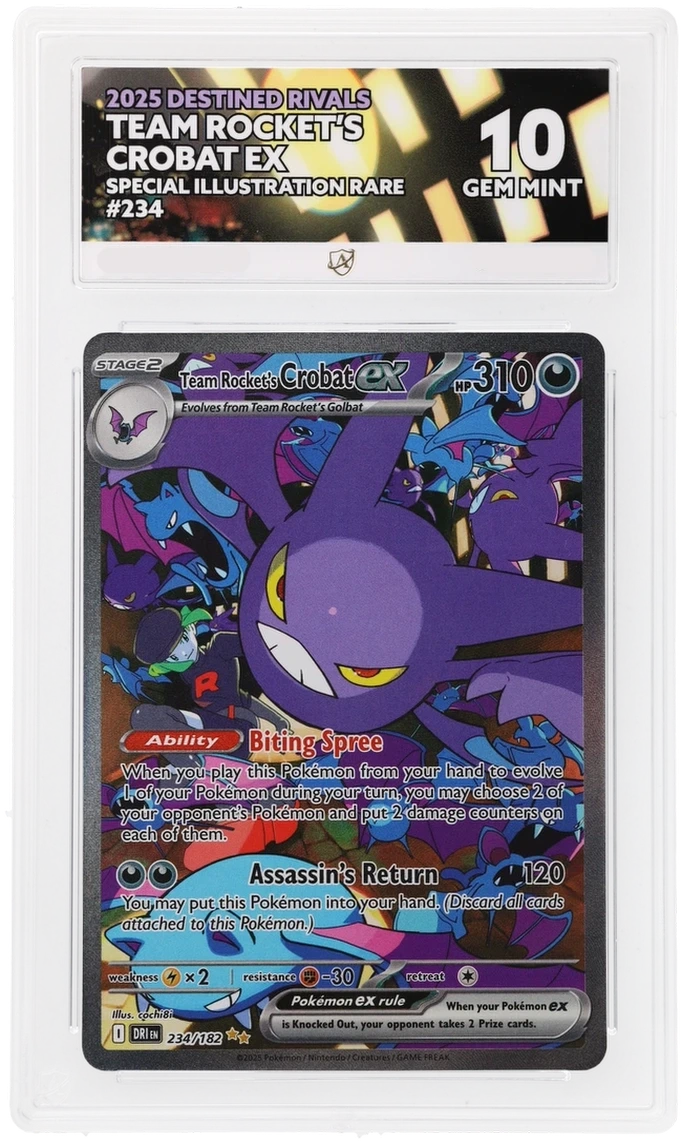Pokémon Team Rocket's Crobat ex Special Illustration Rare 234/182 – Destined Rivals – ACE 10 Graded Card