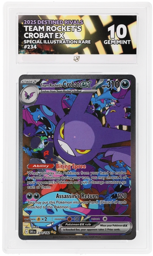 Pokémon Team Rocket's Crobat ex Special Illustration Rare 234/182 – Destined Rivals – ACE 10 Graded Card