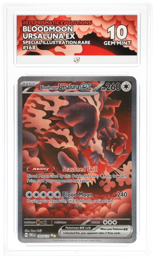 Pokémon Bloodmoon Ursaluna ex Special Illustration Rare 168/131 – Prismatic Evolutions – ACE 10 Graded Card