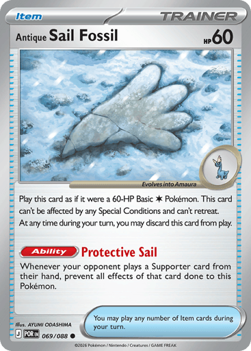 Antique Sail Fossil – Common Reverse Holo – 069/088 – Perfect Order
