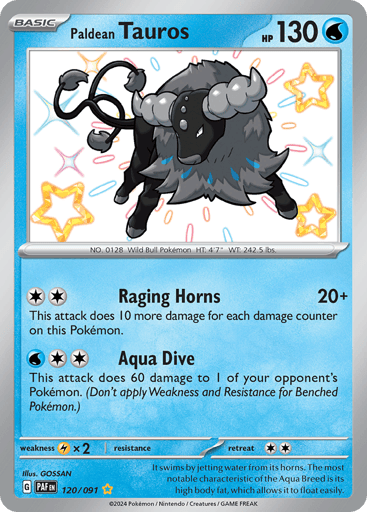 Paldean Tauros – Shiny Rare – 120/091 – Paldean Fates