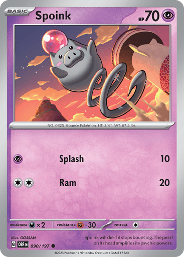 Spoink – Common Reverse Holo – 090/197 – Obsidian Flames
