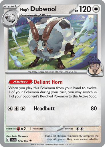 Hop’s Dubwool – Rare Reverse Holo – 136/159 – Journey Together
