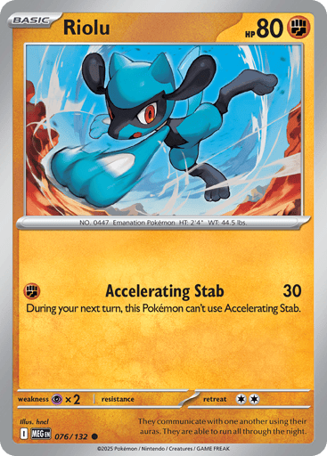 Riolu – Common Reverse Holo – 076/132 – Mega Evolution