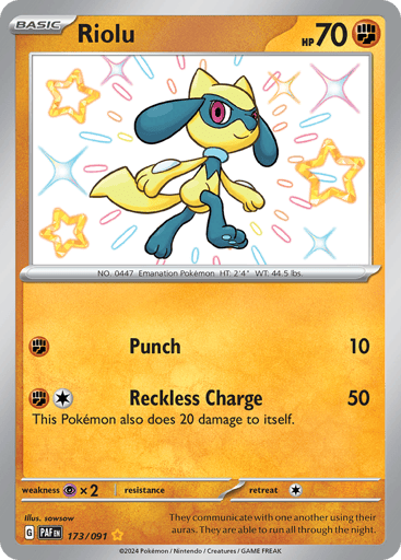 Riolu – Shiny Rare – 173/091 – Paldean Fates