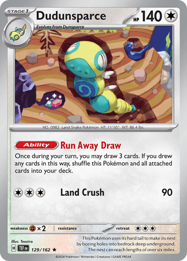 Dudunsparce – Rare Reverse Holo – 129/162 – Temporal Forces
