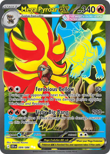 Mega Pyroar ex – Ultra Rare – 099/086 – Chaos Rising
