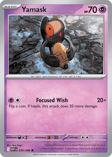 Yamask – Common Poké Ball Reverse Holo – 039/086 – White Flare