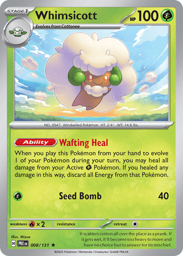 Whimsicott – Rare Holo – 008/131 – Prismatic Evolutions