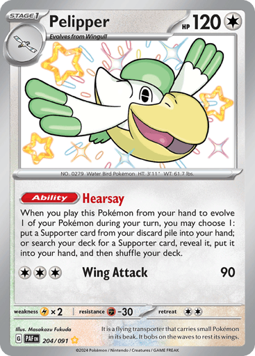 Pelipper – Shiny Rare – 204/091 – Paldean Fates