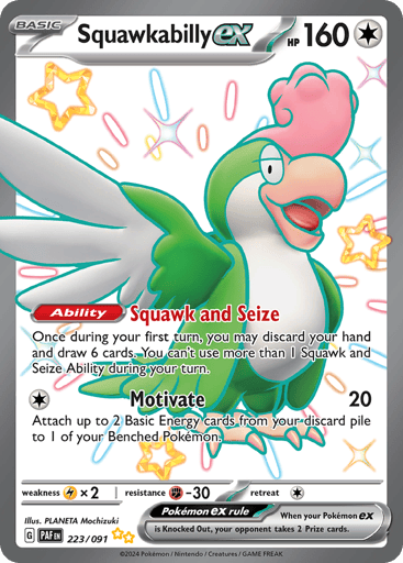Squawkabilly ex – Shiny Ultra Rare – 223/091 – Paldean Fates