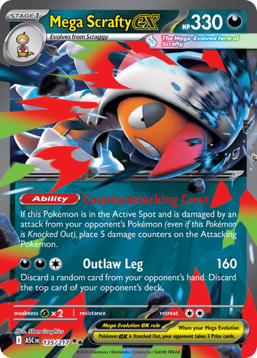 Mega Scrafty ex – Double Rare – 135/217 – Ascended Heroes