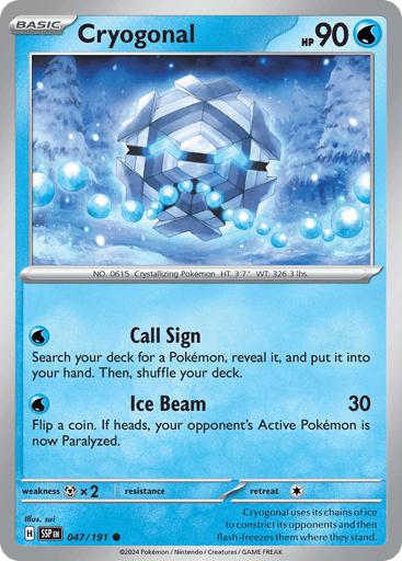 Cryogonal – Common Reverse Holo – 047/191 – Surging Sparks