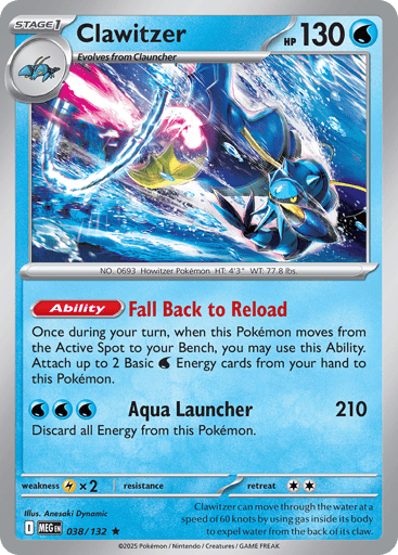 Clawitzer – Rare Holo – 038/132 – Mega Evolution