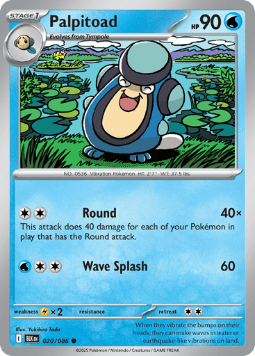 Palpitoad – Common Master Ball Reverse Holo – 020/086 – Black Bolt