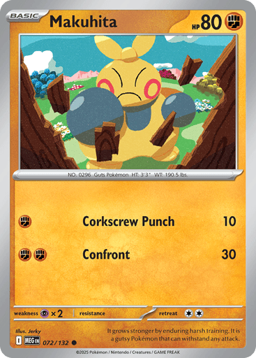 Makuhita – Common Reverse Holo – 072/132 – Mega Evolution