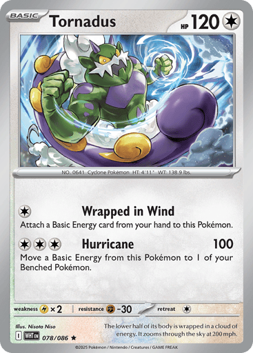 Tornadus – Rare Reverse Holo – 078/086 – White Flare