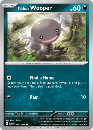 Paldean Wooper – Common Reverse Holo – 058/091 – Paldean Fates