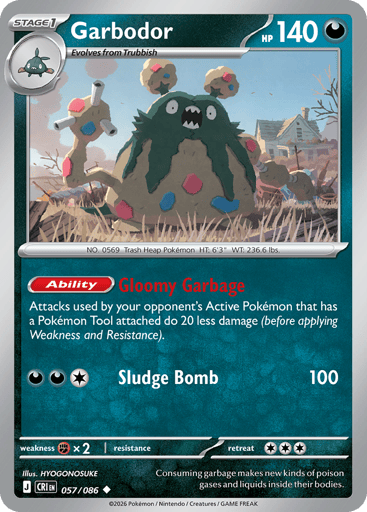 Garbodor – Uncommon Reverse Holo – 057/086 – Chaos Rising