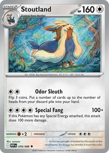 Stoutland – Uncommon Master Ball Reverse Holo – 076/086 – White Flare