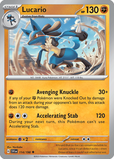 Lucario – Uncommon Reverse Holo – 114/198 – Scarlet & Violet