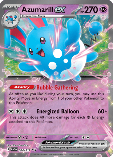 Azumarill ex – Double Rare – 084/217 – Ascended Heroes
