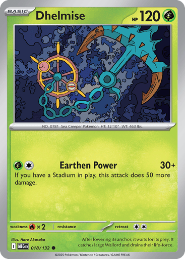Dhelmise – Common Reverse Holo – 018/132 – Mega Evolution
