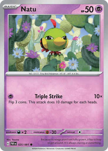 Natu – Common Reverse Holo – 025/091 – Paldean Fates
