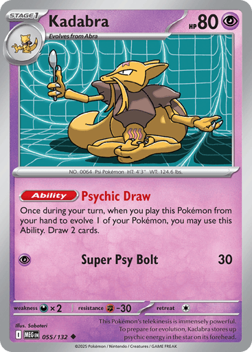Kadabra – Uncommon Reverse Holo – 055/132 – Mega Evolution