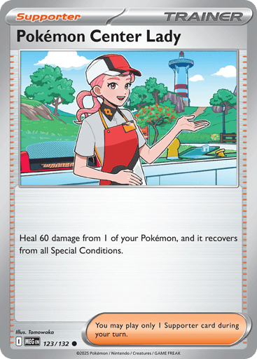 Pokémon Center Lady – Common Reverse Holo – 123/132 – Mega Evolution
