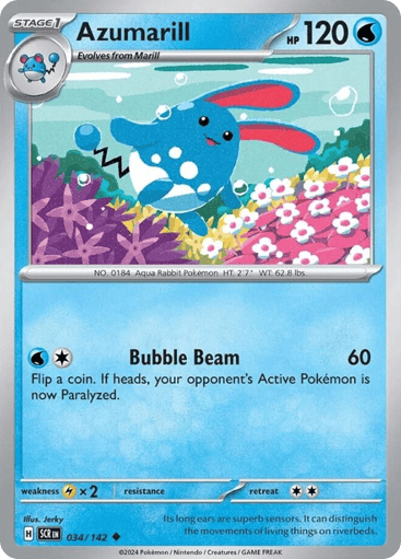 Azumarill – Uncommon Reverse Holo – 034/142 – Stellar Crown