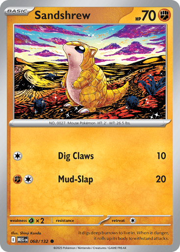 Sandshrew – Common Reverse Holo – 068/132 – Mega Evolution