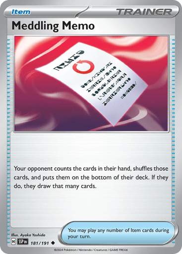Meddling Memo – Uncommon Reverse Holo – 181/191 – Surging Sparks