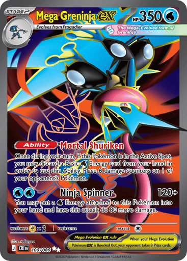 Mega Greninja ex – Ultra Rare – 100/086 – Chaos Rising