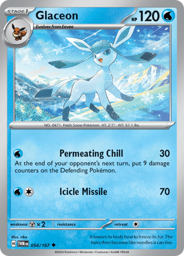 Glaceon – Uncommon Reverse Holo – 054/167 – Twilight Masquerade
