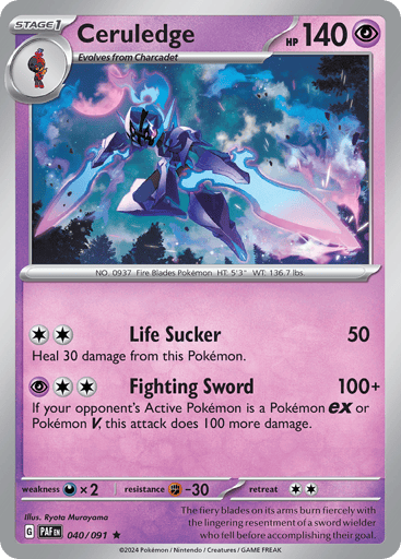 Ceruledge – Rare Reverse Holo – 040/091 – Paldean Fates