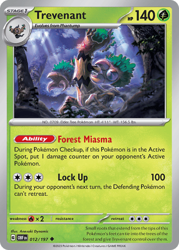 Trevenant – Uncommon Reverse Holo – 012/197 – Obsidian Flames